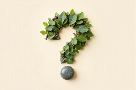 Stylizowany znak zapytania z naturalnych elementów