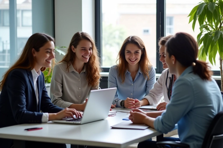 Grupa profesjonalistów w nowoczesnym środowisku biurowym, symbolizująca współpracę i innowacyjność.